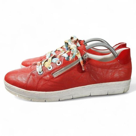 Remonte Ravenna D5803-33 Red Leather Low-Top Casual Sneakers Women's 11.5/44 - Picture 2 of 12